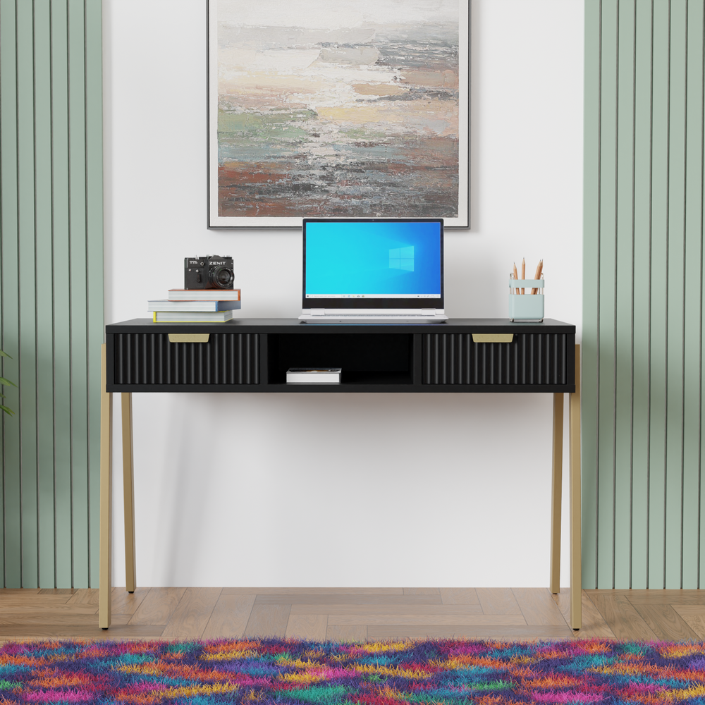 Desk with two drawers made of engineered wood metal