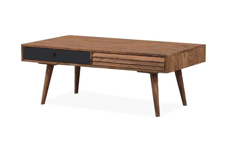 Coffee table with two drawers made of solid sheesham wood