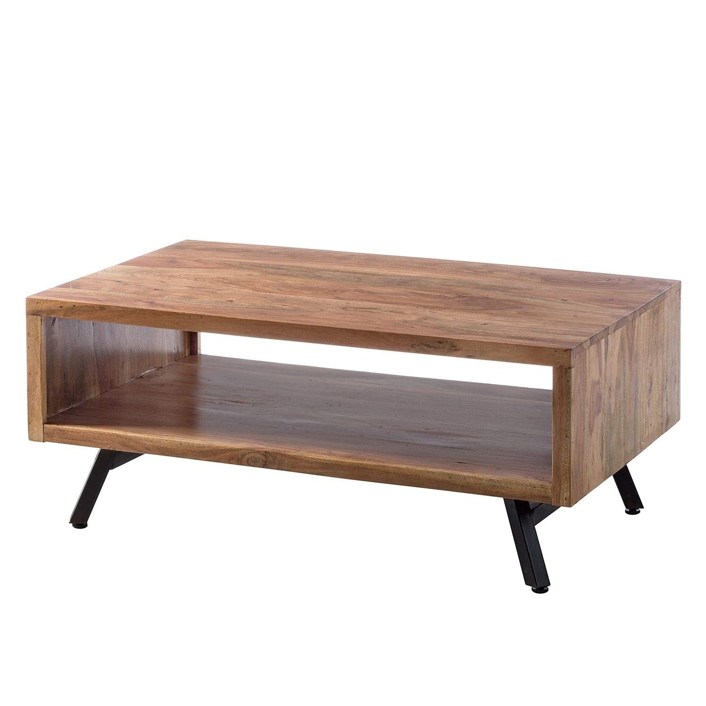 Coffee table made of solid acacia wood and iron