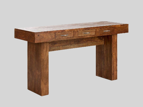 Console table with three drawers made of solid sheesham wood
