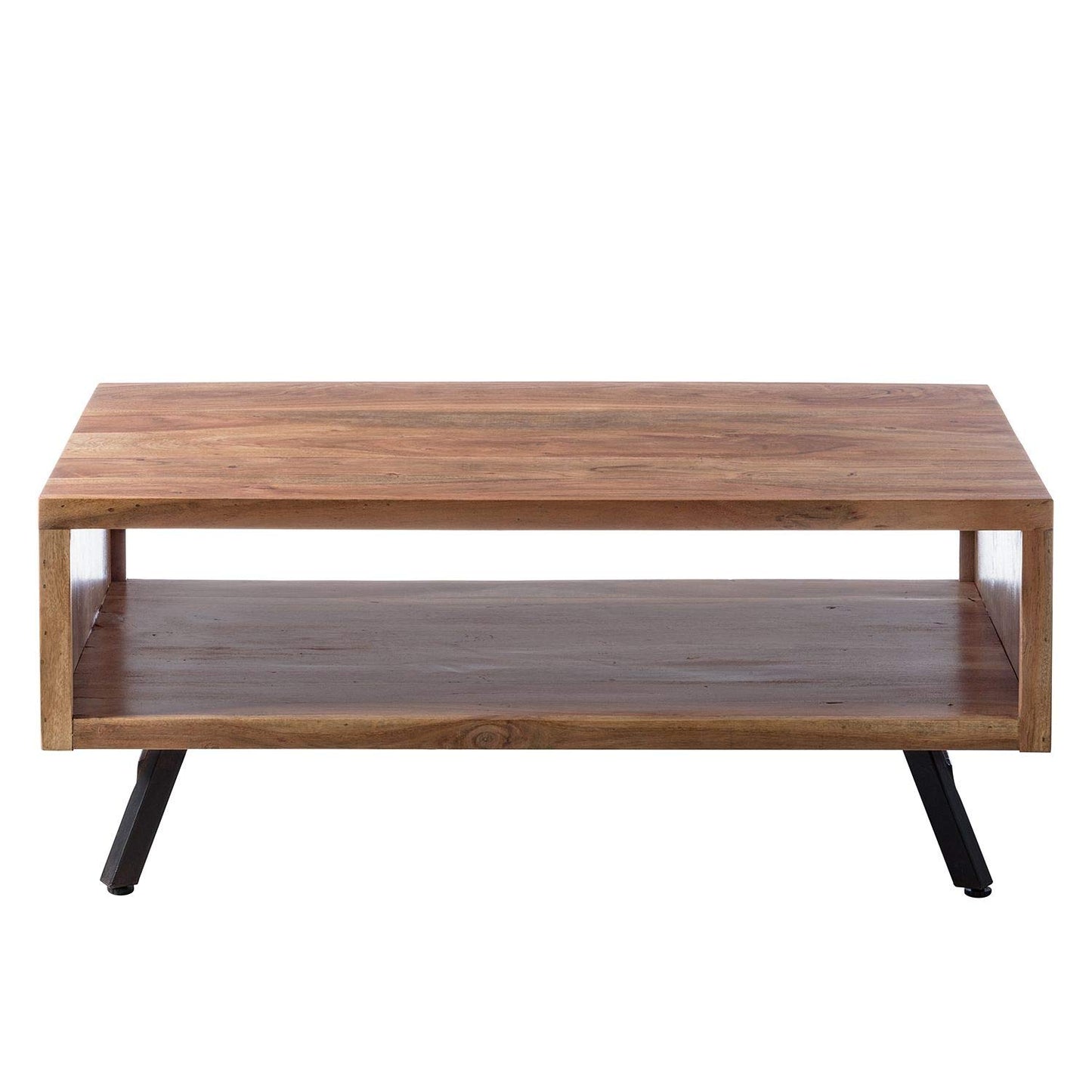 Coffee table made of solid acacia wood and iron