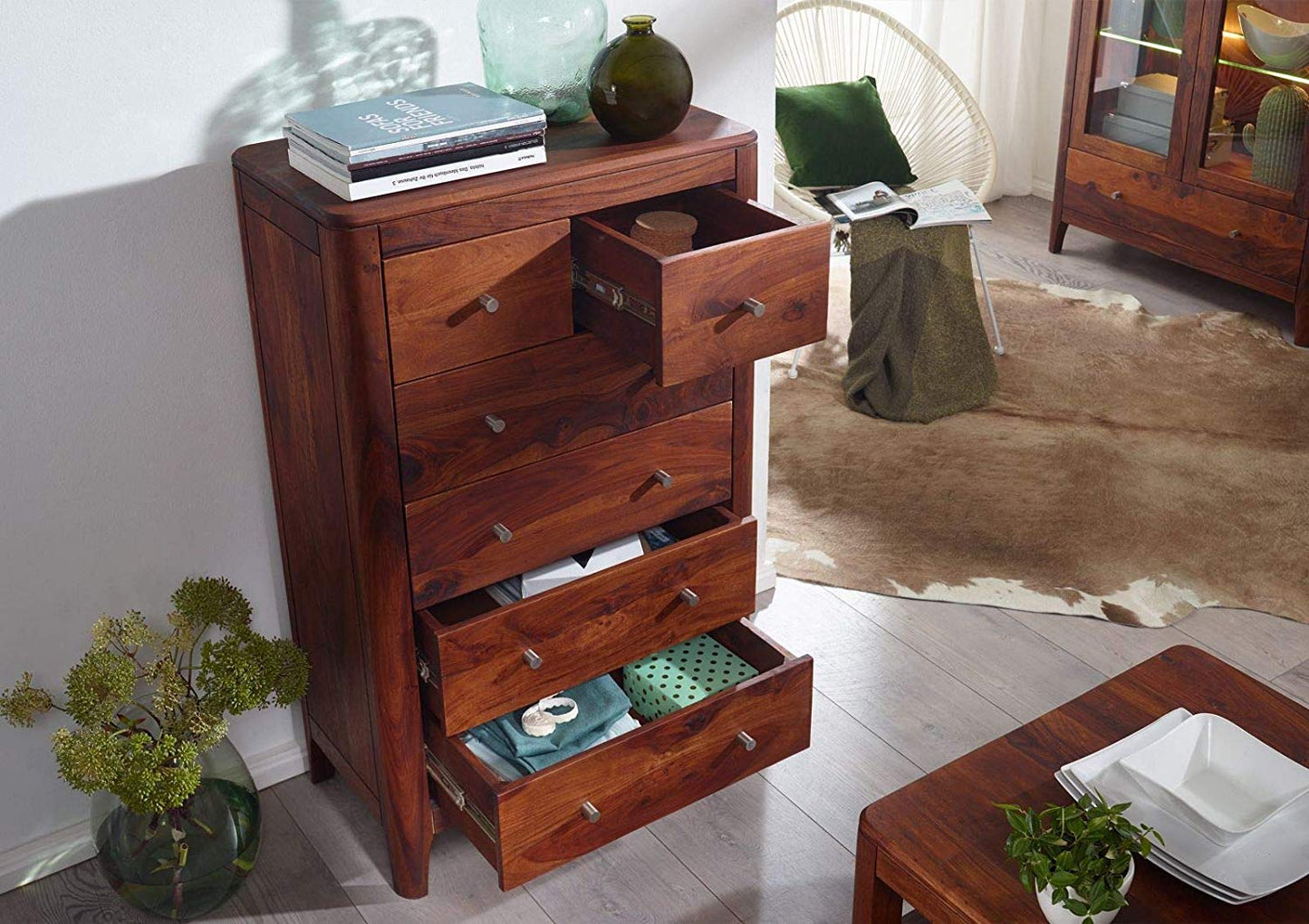 Six drawers chest made of solid sheesham wood