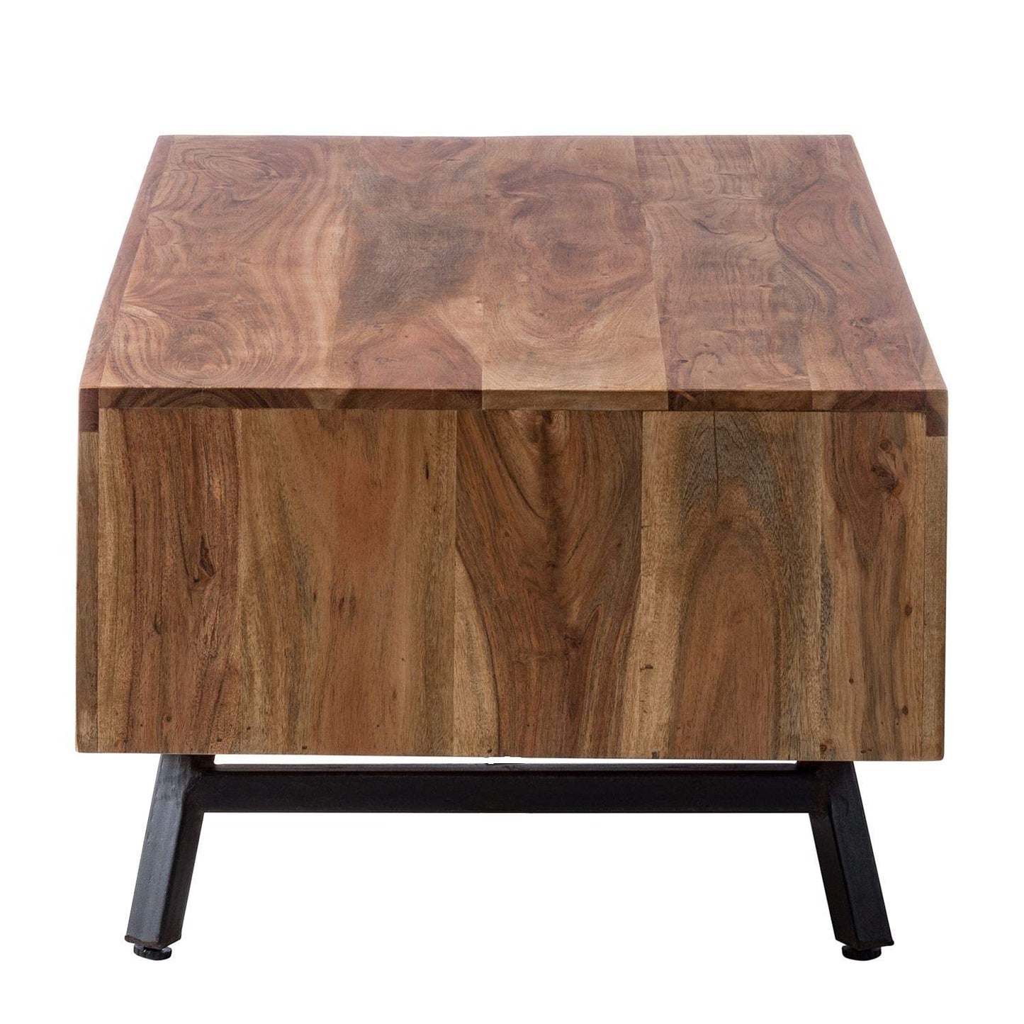 Coffee table made of solid acacia wood and iron