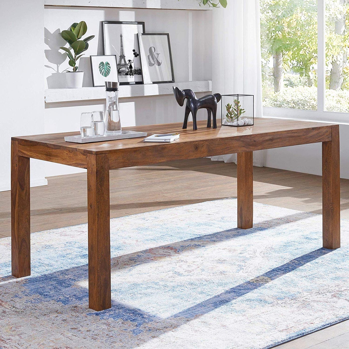 Six seater dining table made of solid sheesham wood