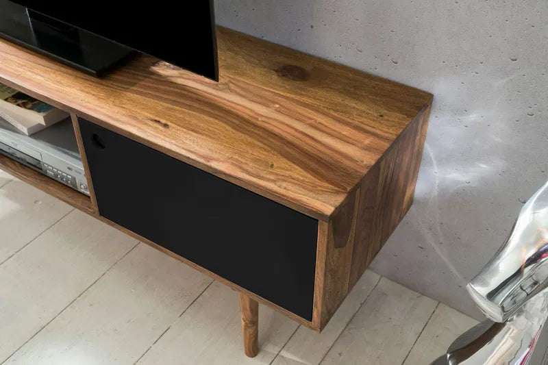 Tv unit with two doors made of solid sheesham wood
