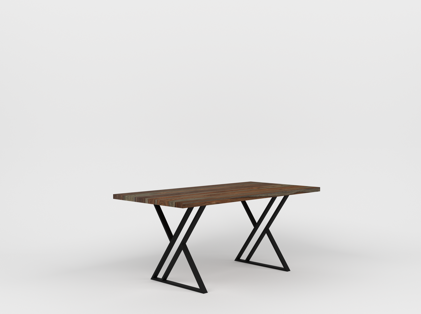 Four seater dining with four chairs made of solid sheesham wood and iron