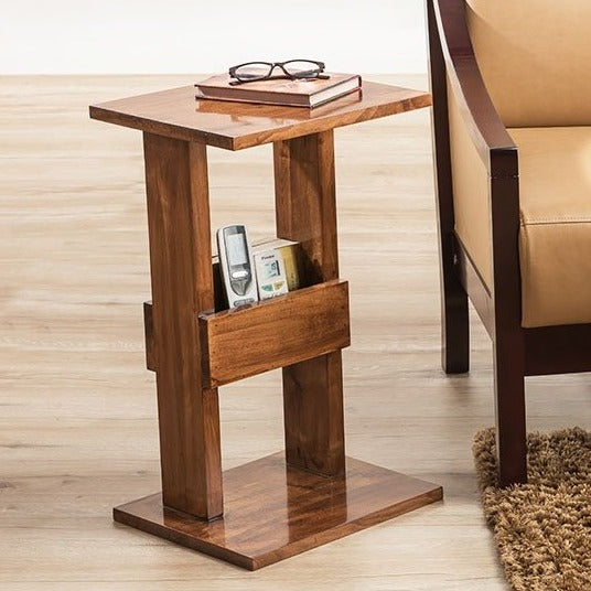 Side table made of solid acacia wood