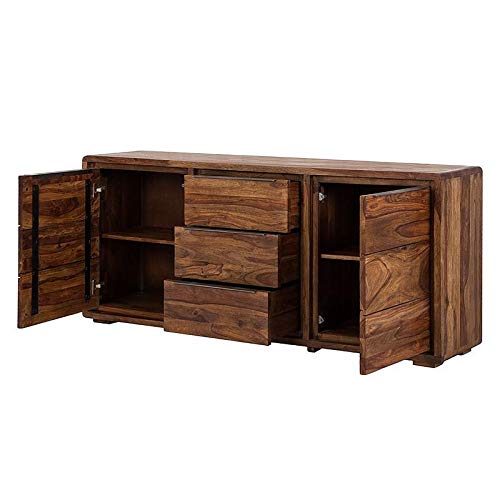 Sideboard with two doors and three drawers made of solid sheesham wood