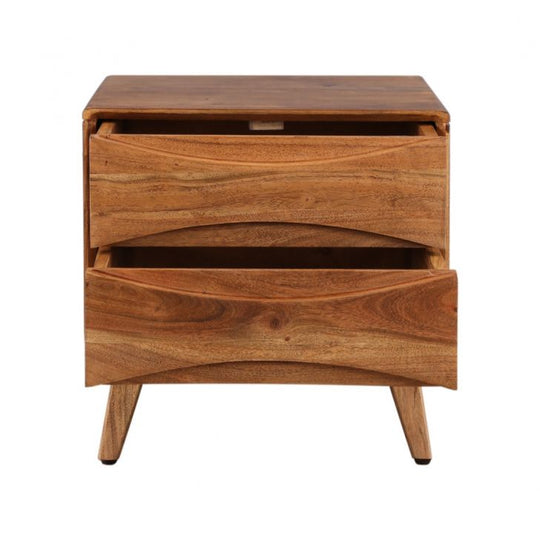 Bedside with two drawers made of solid acacia wood