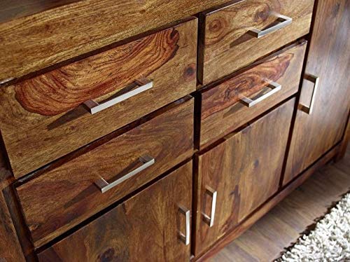 Sideboard with four doors and four drawers made of solid sheesham wood