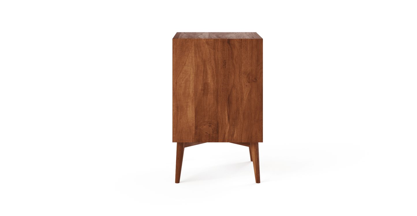 Bedside table with two drawers made of solid acacia wood