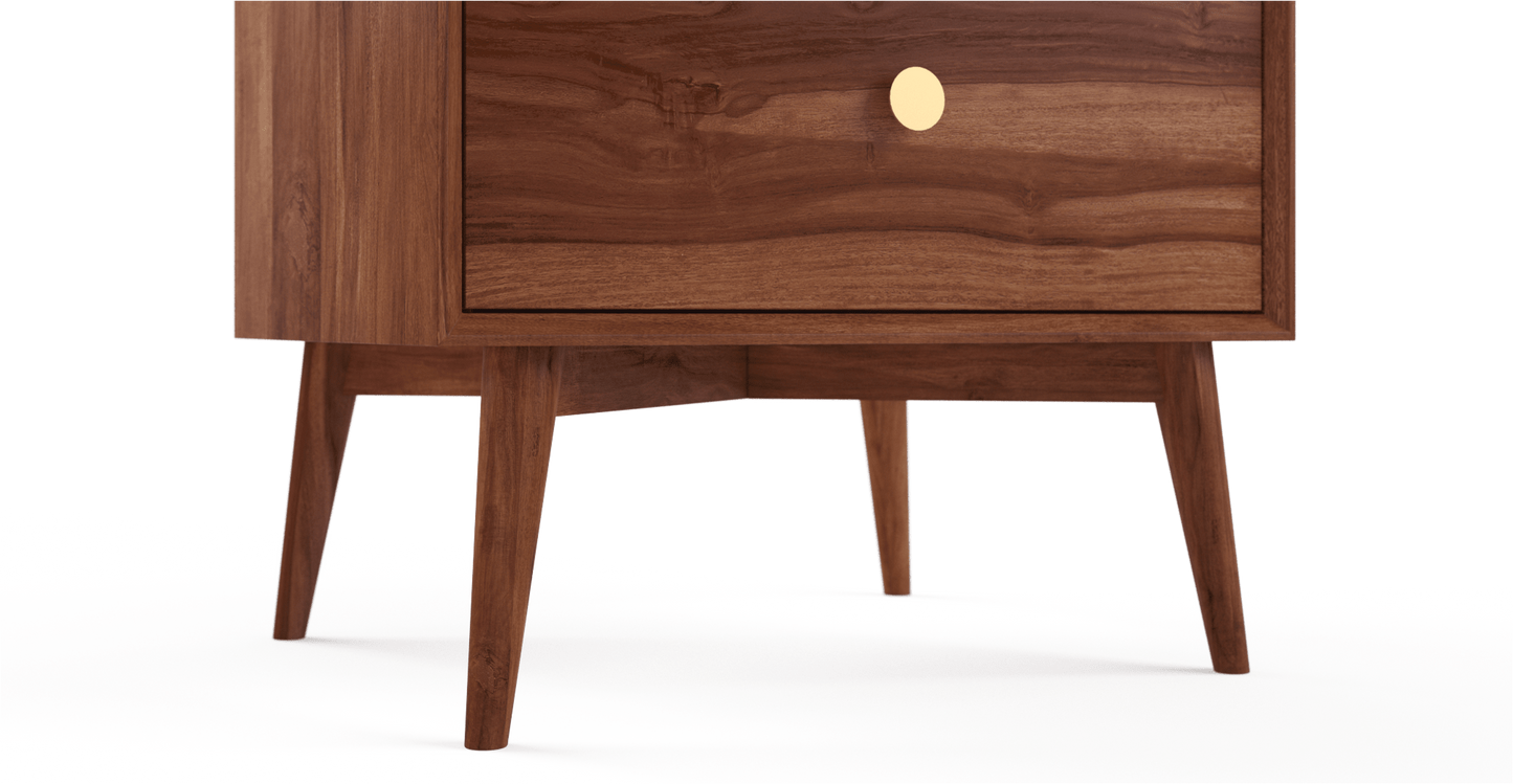 Bedside table with two drawers made of solid acacia wood