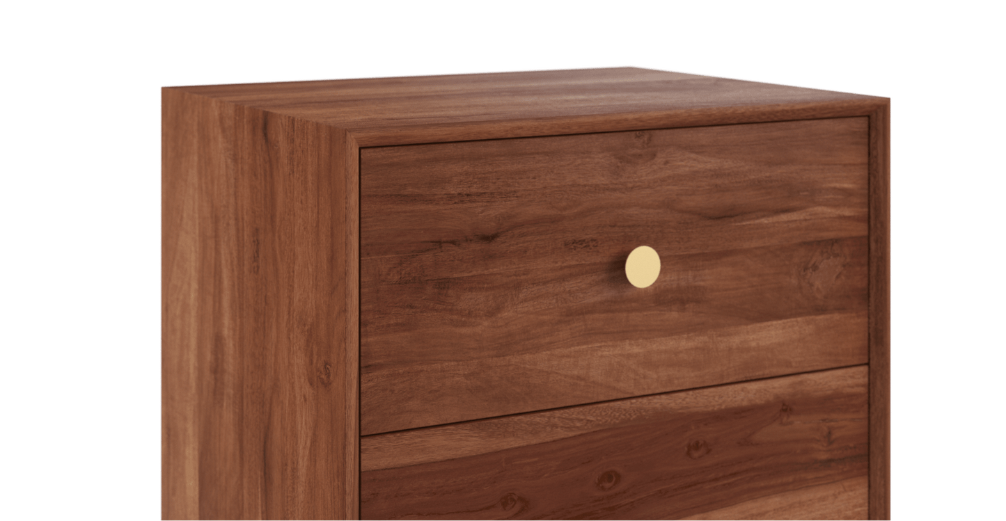 Bedside table with two drawers made of solid acacia wood