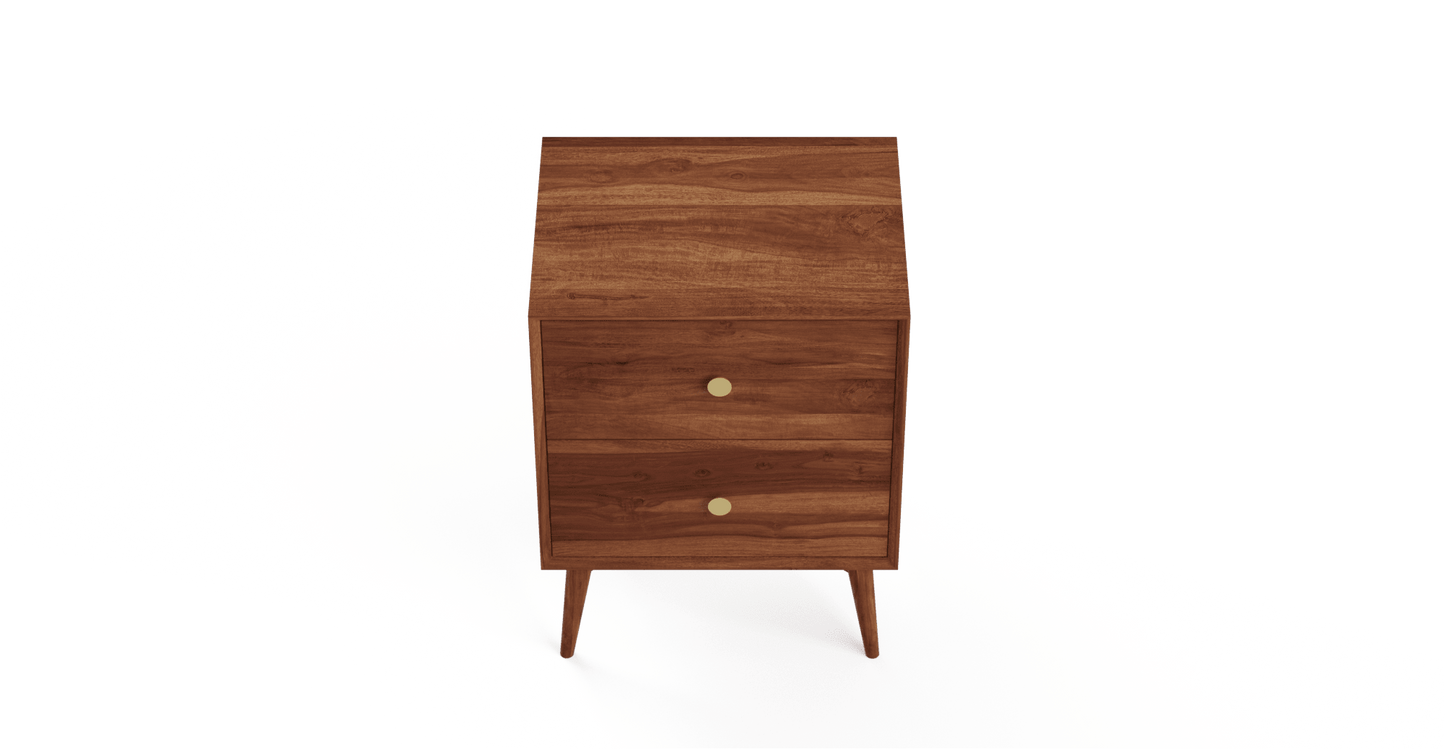Bedside table with two drawers made of solid acacia wood