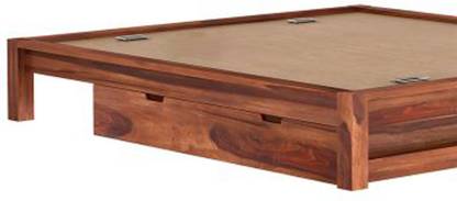 Queen bed with two storage drawers made of solid sheesham wood