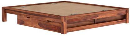 Queen bed with two storage drawers made of solid sheesham wood