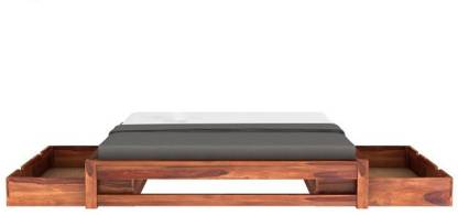 Queen bed with two storage drawers made of solid sheesham wood