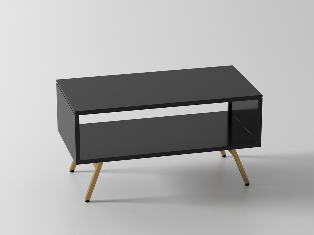 Coffee table made of solid engineered wood and metal