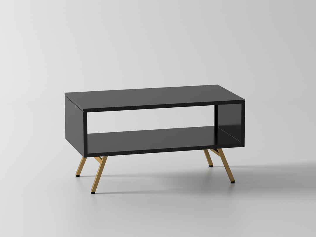 Coffee table made of solid engineered wood and metal