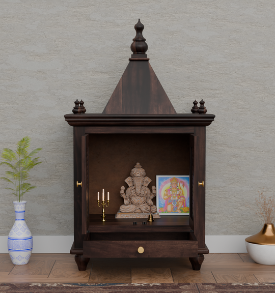 Temple With Single Drawer Made Of Solid Sheesham Wood