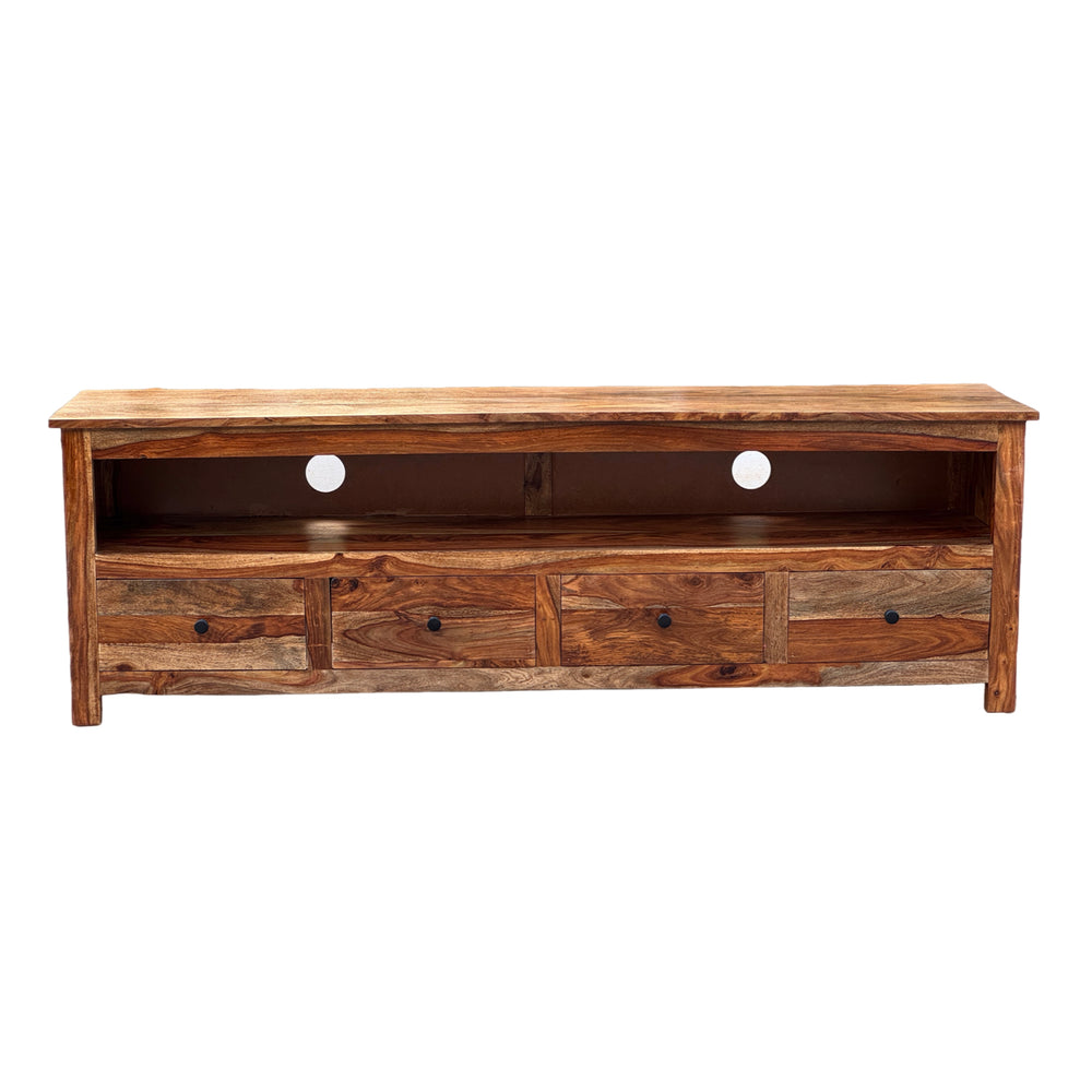 Tv unit with four drawers made of solid sheesham wood