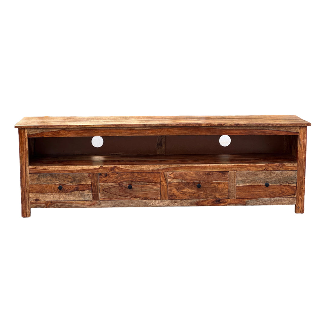 Tv unit with four drawers made of solid sheesham wood