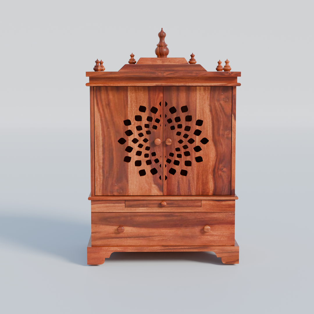 Temple With Single Drawer Made Of Solid Sheesham Wood