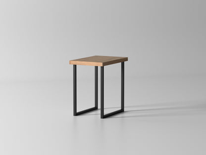Side table made of solid acacia wood and iron