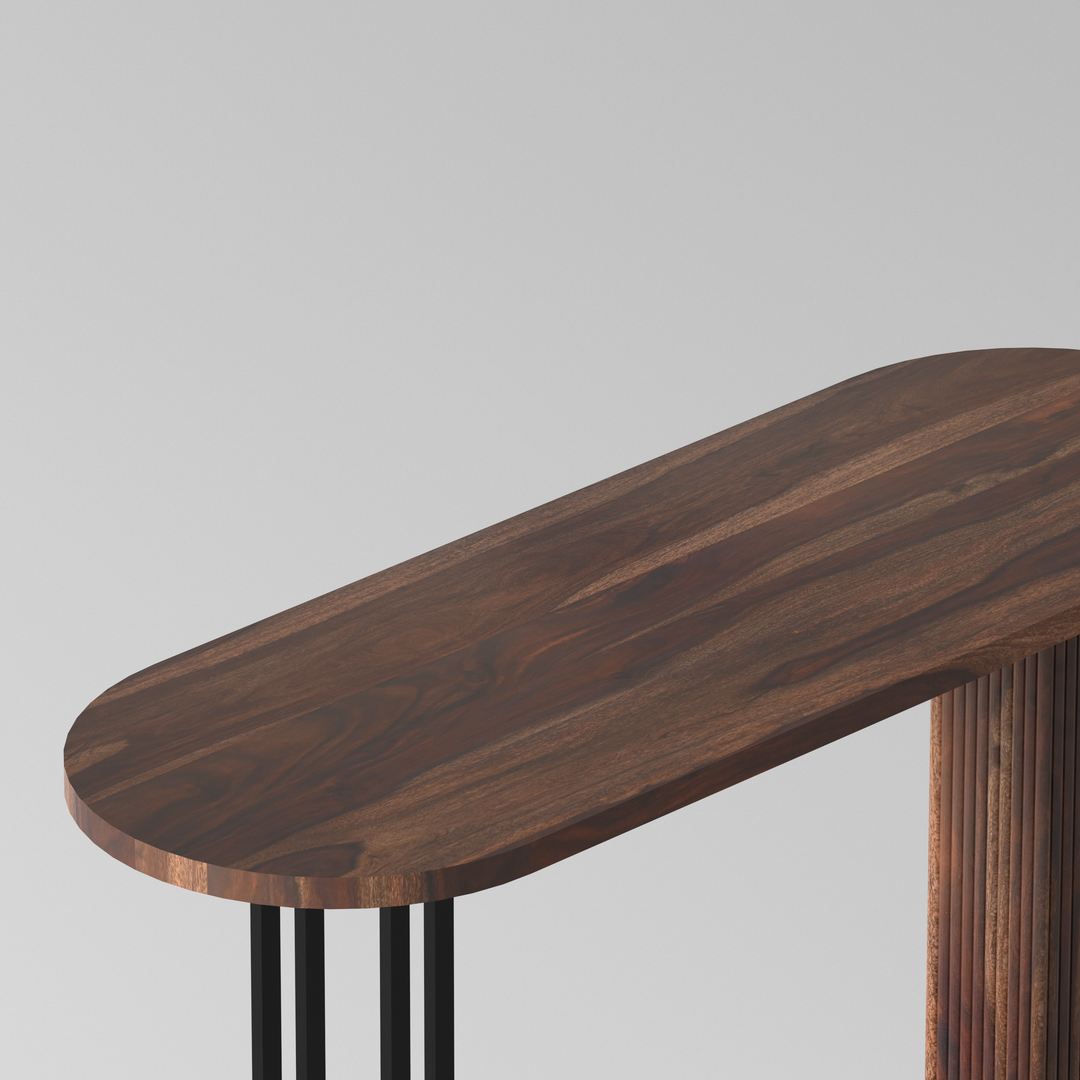 Console table made of solid sheesham wood and metal