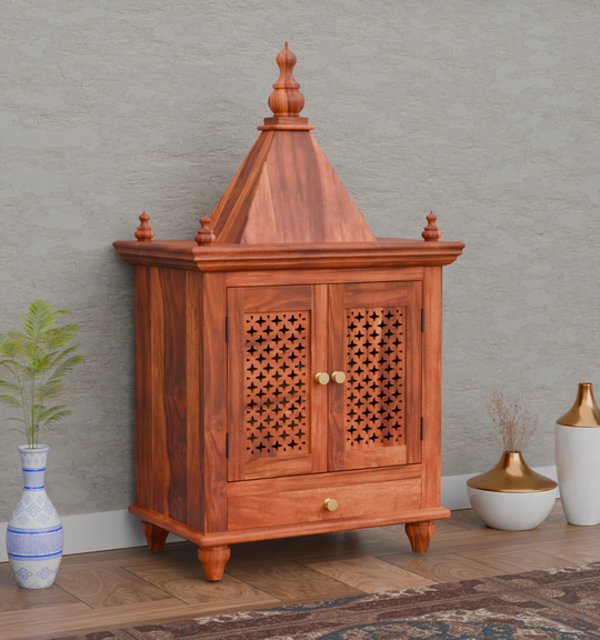 Temple With Single Drawer Made Of Solid Sheesham Wood