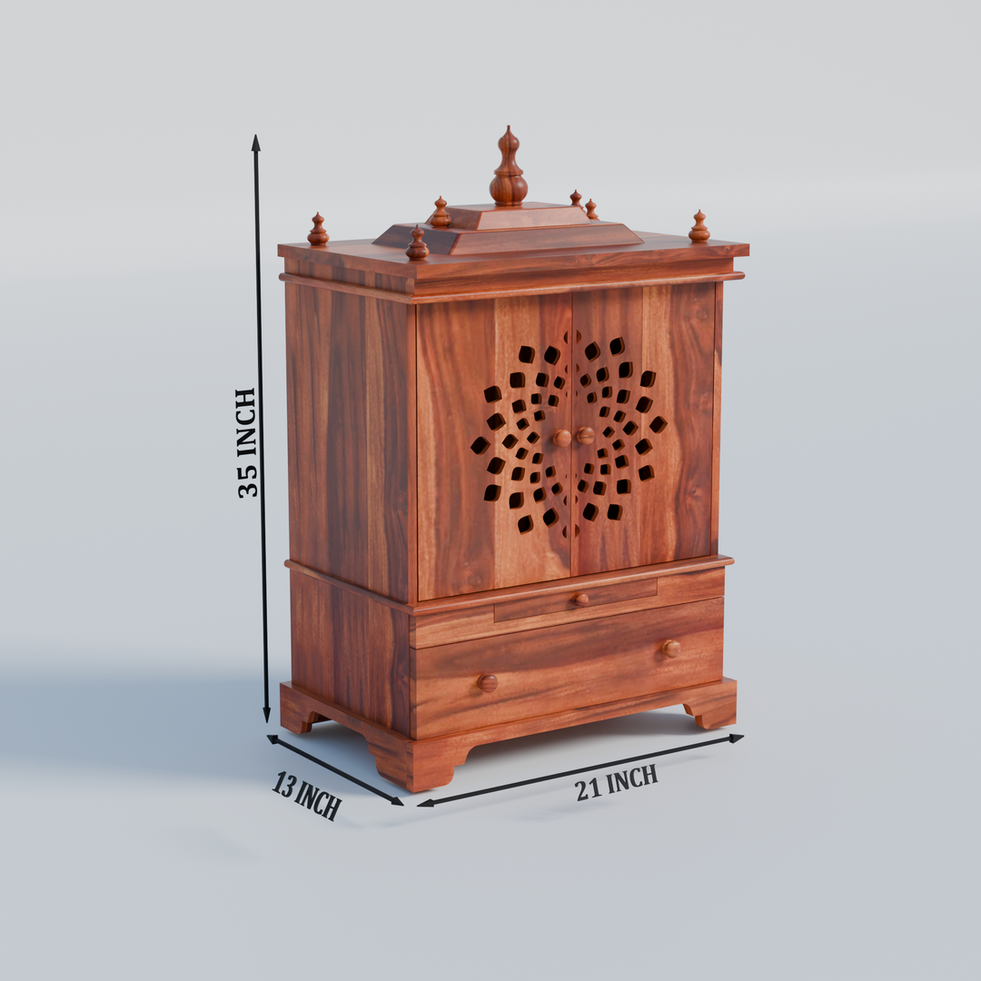Temple With Single Drawer Made Of Solid Sheesham Wood