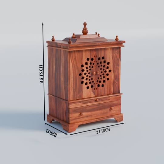 Temple With Single Drawer Made Of Solid Sheesham Wood