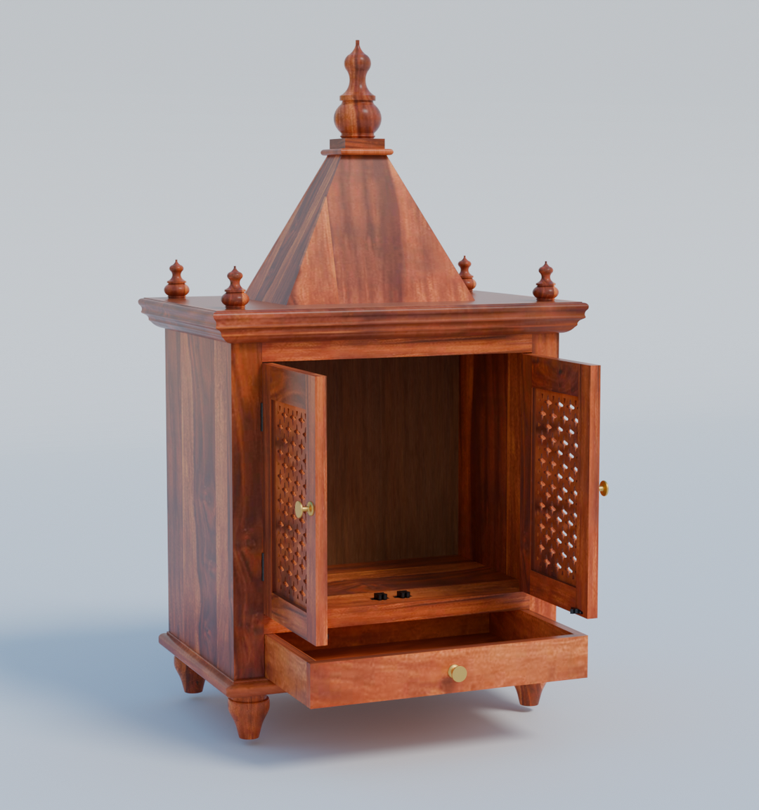 Temple With Single Drawer Made Of Solid Sheesham Wood
