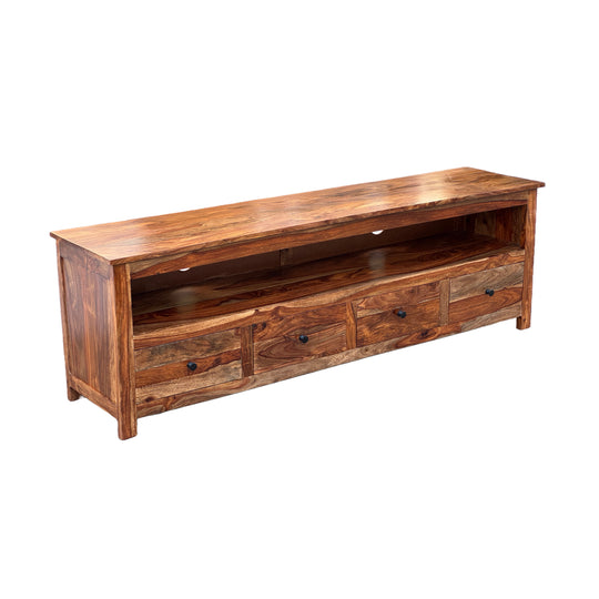 Tv unit with four drawers made of solid sheesham wood