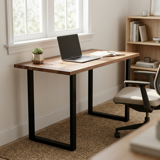 Desk made of solid acacia wood and metal