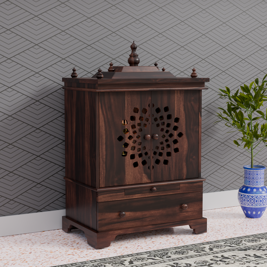 Temple With Single Drawer Made Of Solid Sheesham Wood