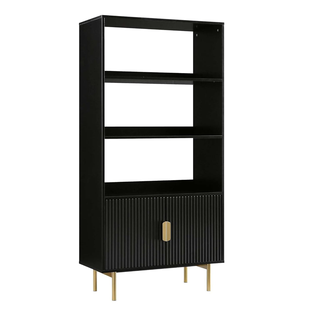 Bookshelf made of solid engineered wood and metal