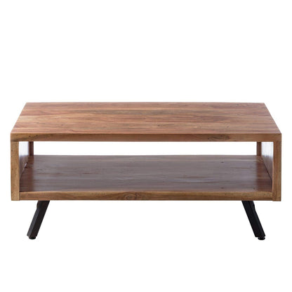 Coffee table made of solid acacia wood and iron