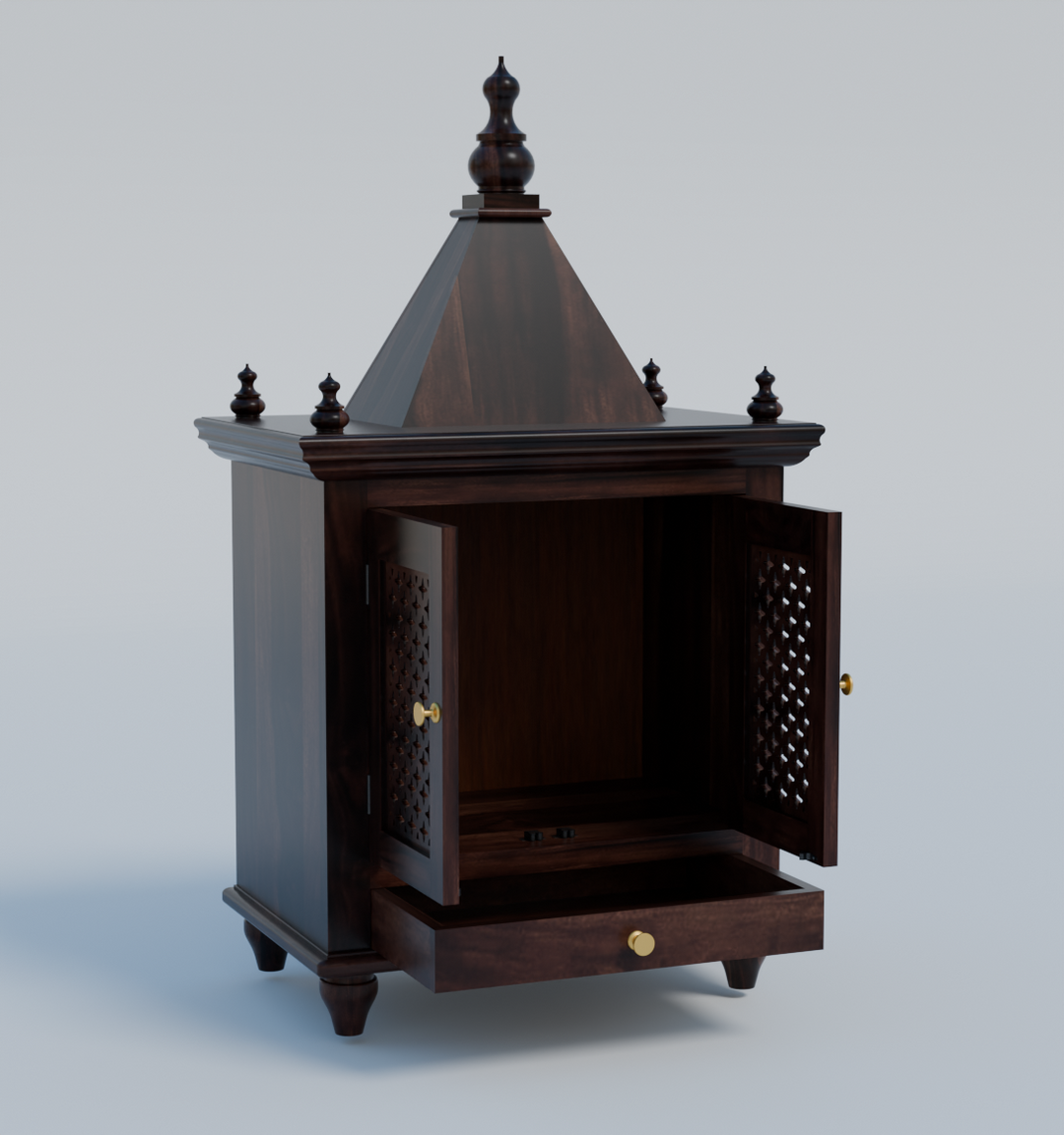 Temple With Single Drawer Made Of Solid Sheesham Wood