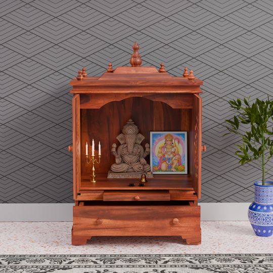 Temple With Single Drawer Made Of Solid Sheesham Wood