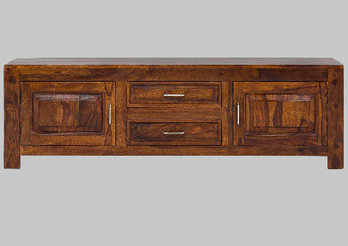Sideboard with two doors and two drawers made of solid sheesham wood