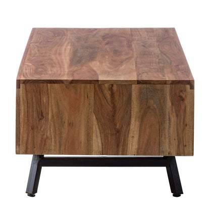 Coffee table made of solid acacia wood and iron