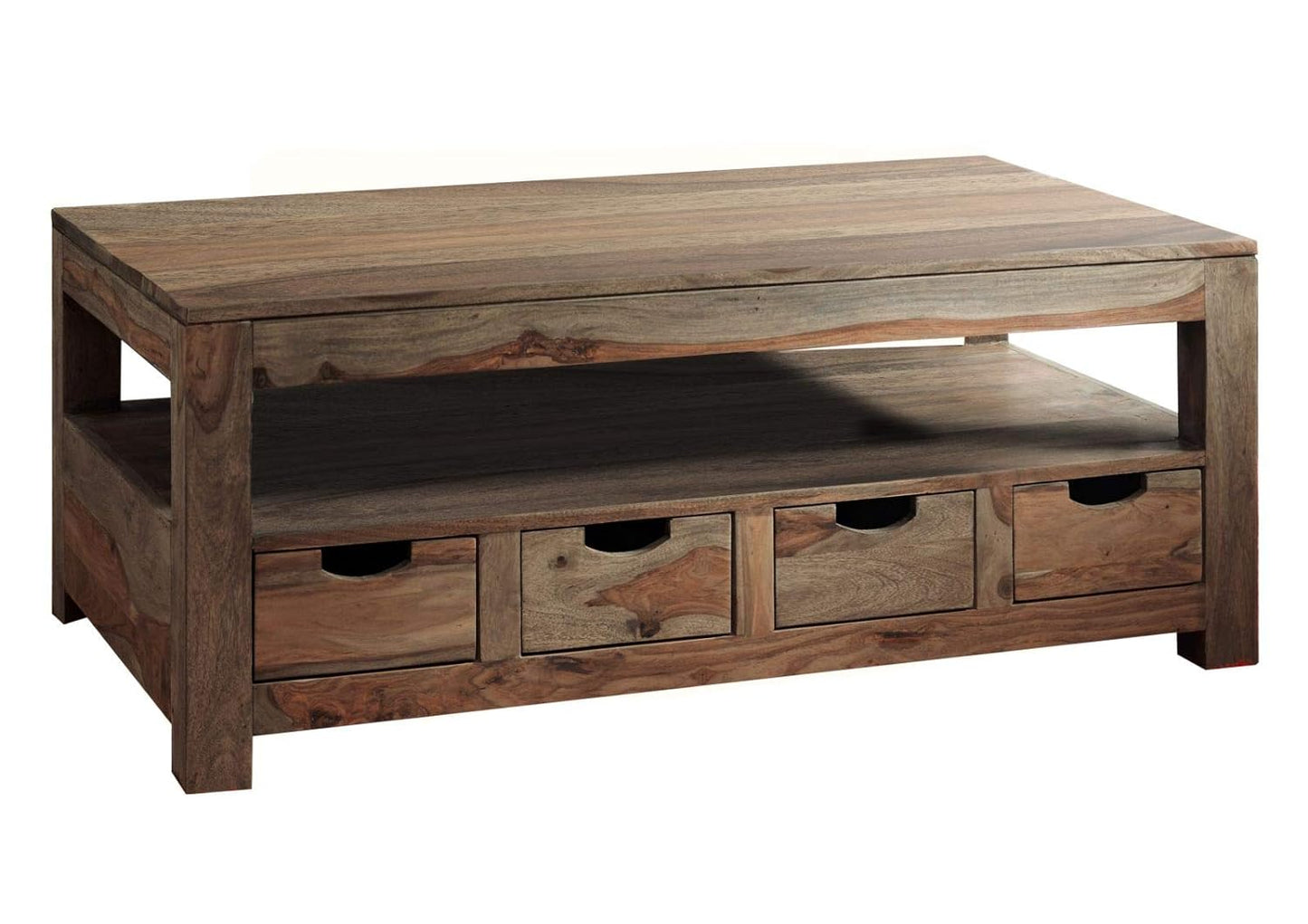 Coffee table with four drawers made of solid sheesham wood