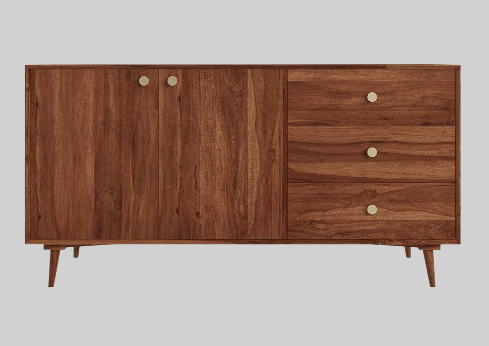 Sideboard with two doors and three drawers made of solid acacia wood