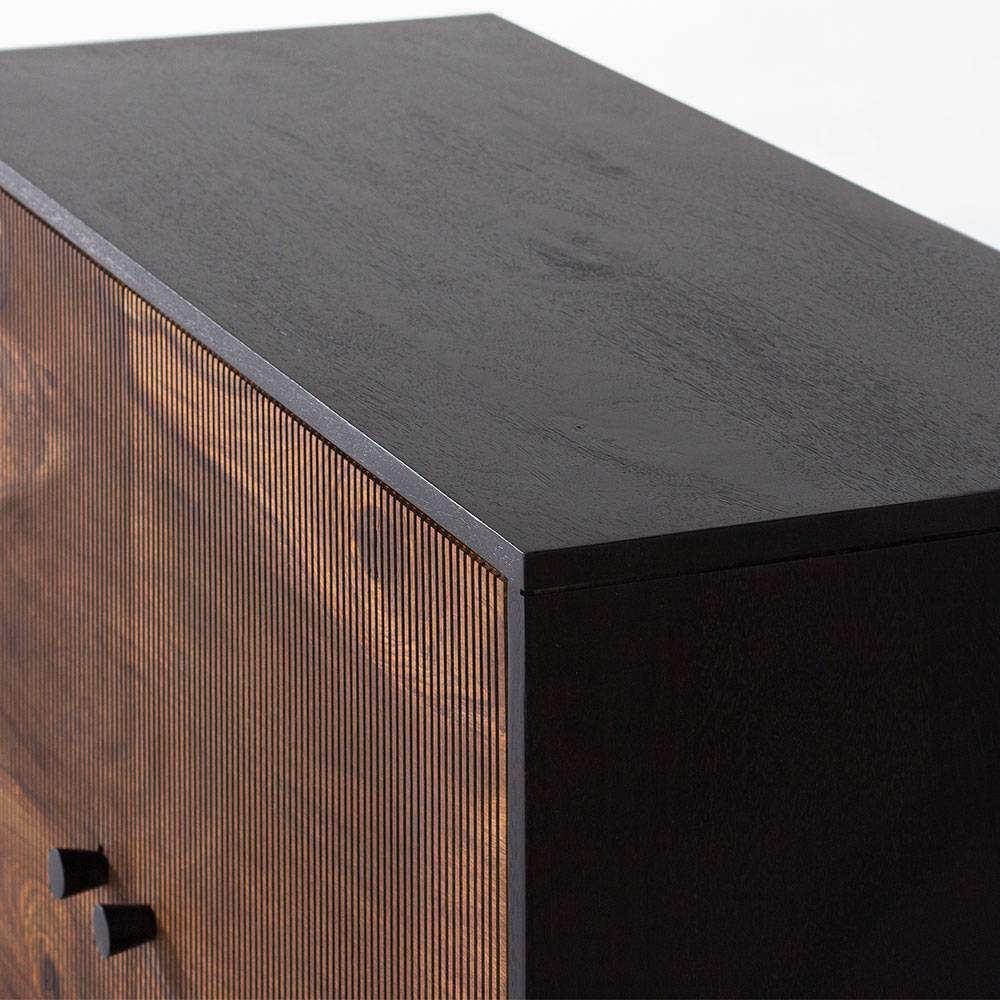 Sideboard cabinet with two doors made of solid sheesham wood, engineered wood and metal