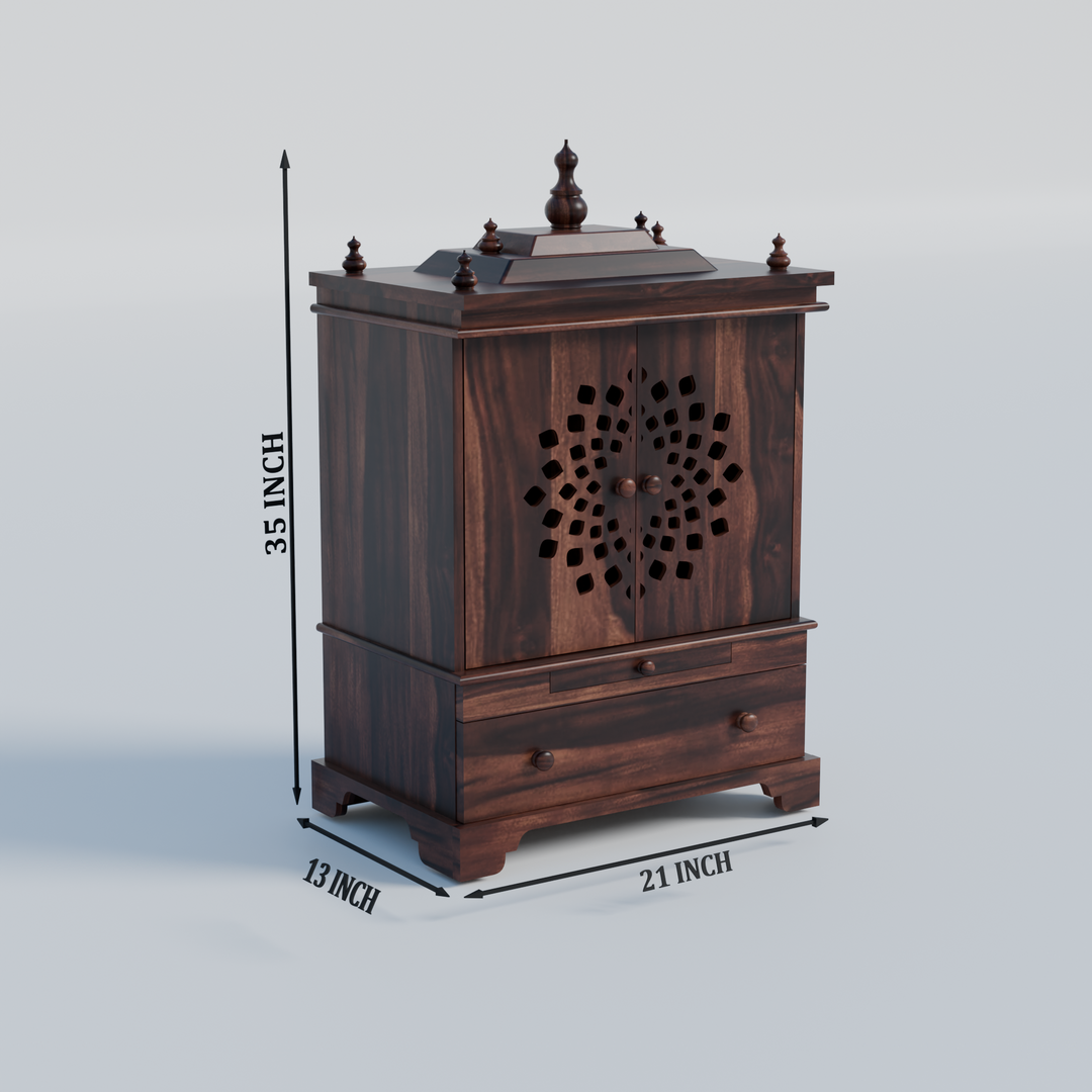 Temple With Single Drawer Made Of Solid Sheesham Wood