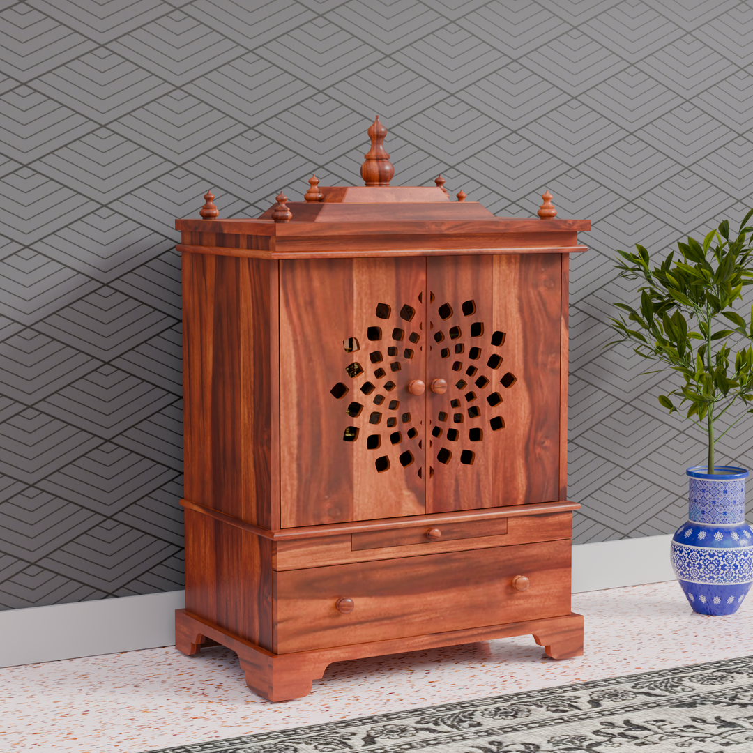 Temple With Single Drawer Made Of Solid Sheesham Wood