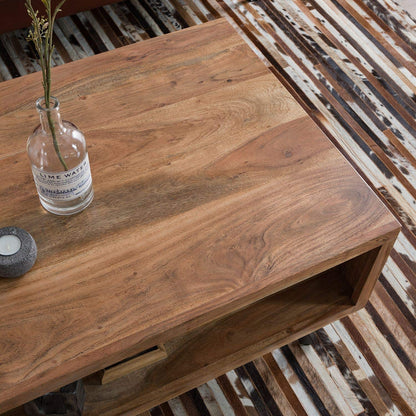 Coffee table made of solid acacia wood and iron