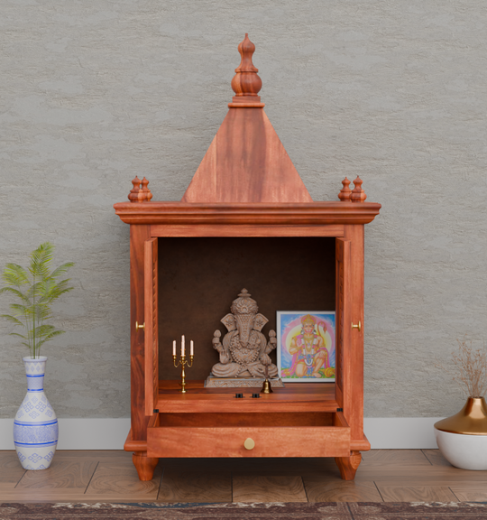 Temple With Single Drawer Made Of Solid Sheesham Wood