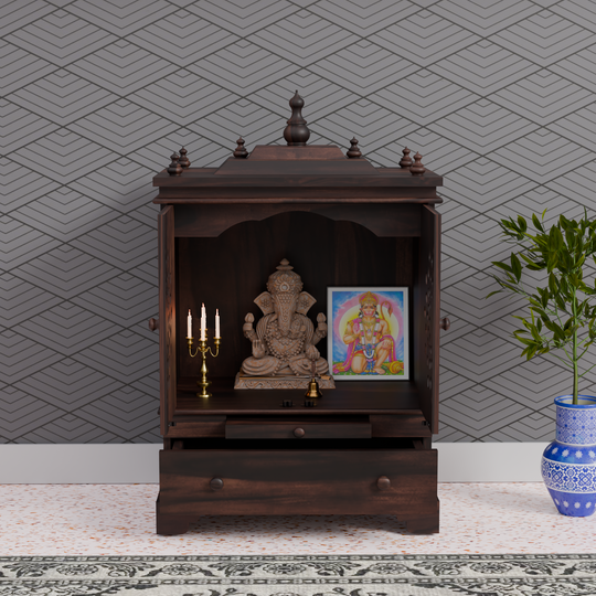 Temple With Single Drawer Made Of Solid Sheesham Wood